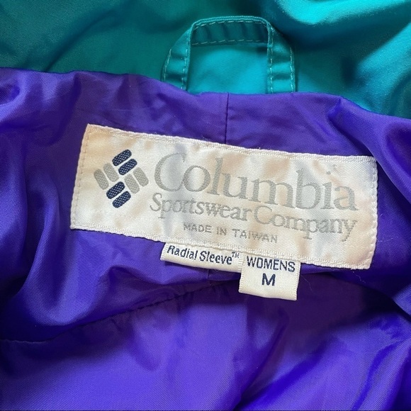 COLUMBIA Vintage Multicolour Retro Neon Pink Long Jacket Coat Medium - Picture 5 of 6